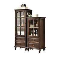 Vitrine Moderne en Bois Massif Style Antique avec Portes Vitrées – Rangement Multifonctionnel pour Salon, Idéal pour le Vin et les Objets Décoratifs