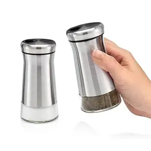 Steel Spice Round Stainless Steel Sugar Salt Pepper Container 100ml Spice Shakers
