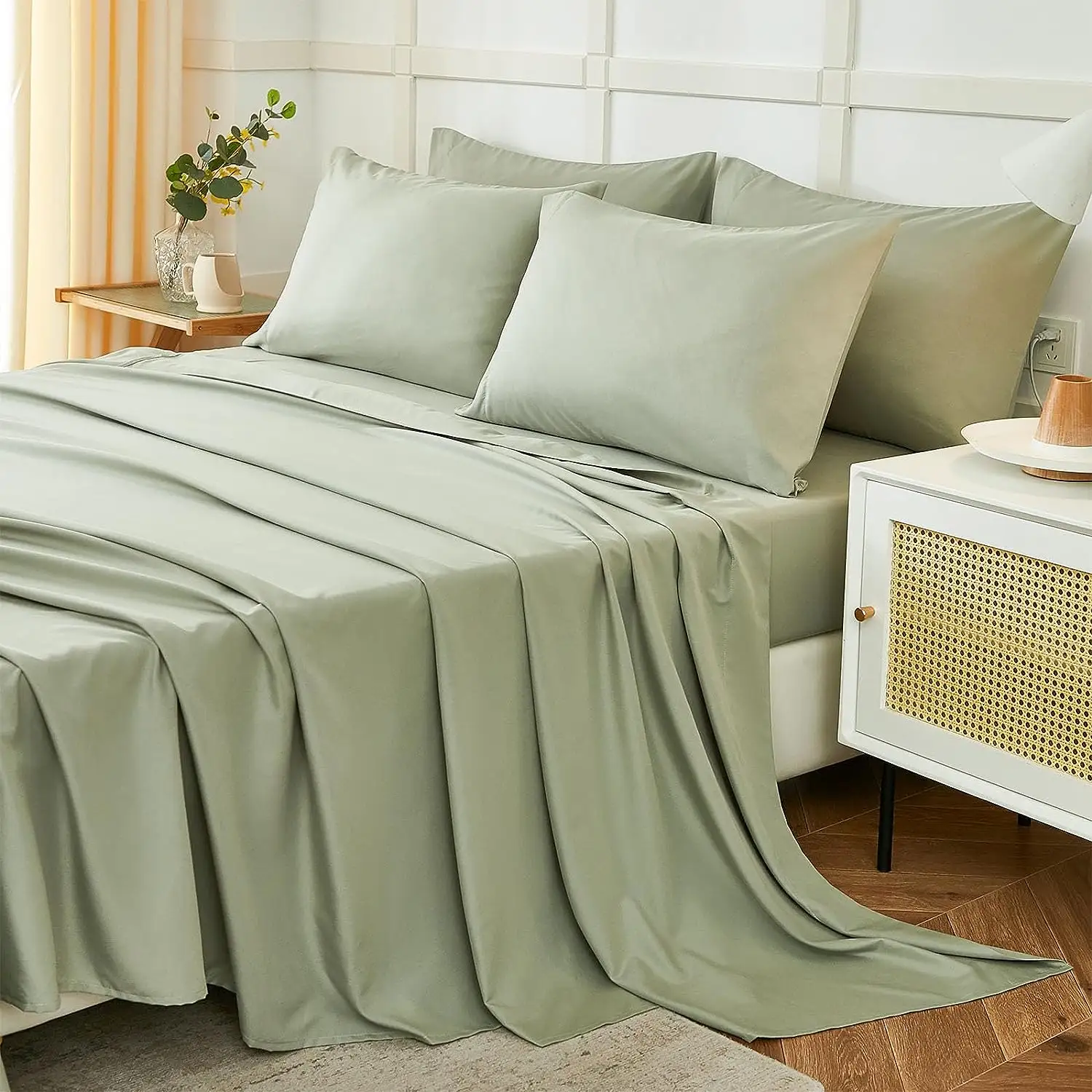 Nhà dệt bán buôn Tấm đặt nhà 4 mảnh tấm ga trải giường sợi nhỏ cho màu sắc rắn Comforter bedsheet bedding Set