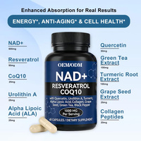 Capsules de complément alimentaire personnalisées NAD Plus Resveratrol CoQ10 1500mg pour un vieillissement sain, un soutien à la longévité et un soutien à l'énergie cellulaire