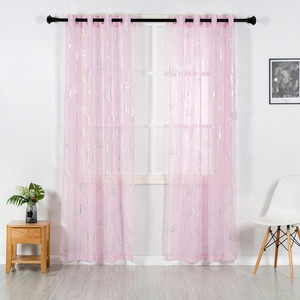 Romantico <span class=keywords><strong>rosa</strong></span> metallic silver stampato commercio all'ingrosso di <span class=keywords><strong>tende</strong></span> <span class=keywords><strong>trasparenti</strong></span> per soggiorno - Product Image 1