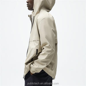 Veste à capuche décontractée surdimensionnée en polyester 100% personnalisée pour homme, avec cordon de serrage, imperméable et à capuche en caoutchouc - Product Image 2