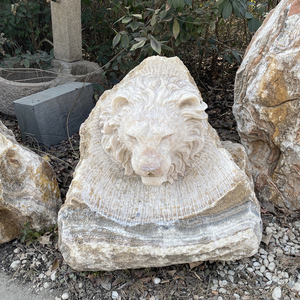 Estatua Animal Arte al aire libre mármol Cabeza De León Escultura - Product Image 1