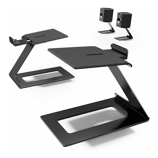 Black Desktop Speaker Stand Heavy Duty Metal Speaker Holder Bookshelf Computer Speaker Stand Other Furniture Hardware