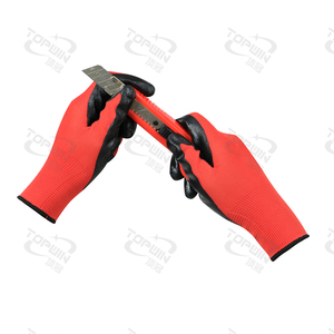 Custom Construction Work <strong>Gloves</strong> Red Polyester Nylon Black Nitrile Coating Anti-Slip Knitted Industrial Safety <strong>Gloves</strong> - Product Image 4