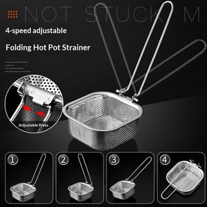 Colador de Acero Inoxidable 304 HUOLI, Colador Plegable para Cocina, Filtro Grueso para Drenar Aceite de Fritura - Product Image 3