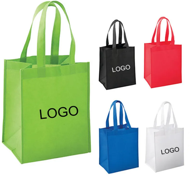 Sacolas baratas sacolas de compras reutilizáveis personalizadas com logotipo, sacolas de compras não tecidas de tecido reciclável com estampa personalizada