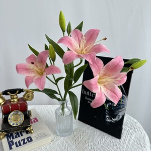 Arreglo de Lirios Artificiales de Meiyu Craft Flower Factory, Flores de Seda de 3 Cabezas, Realistas, para Decoración de Bodas y Hogar - Product Image 2