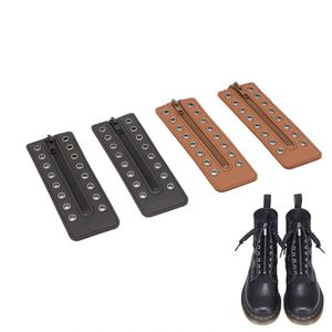 PU Leather <b>Boot</b> Zipper Shoelaces Inserts Tieless Lace up Zipper Laces 8 Eyelet for <b>Boots</b> Shoes Waterproof Apparel Accessories - Product Image 1