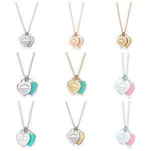 <span class=keywords><strong>Collar</strong></span> con Colgante de Doble Corazón de Acero Inoxidable Esmaltado Resistente al Agua y al Deslustre de Fanhua Jewelry - Product Image 2