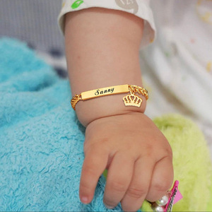 Vendita calda in acciaio inox regolabile barra vuota <span class=keywords><strong>bracciale</strong></span> gioielli a mano nome del bambino personalizzato braccialetto per bambini regalo che fa forniture - Product Image 1