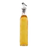 Bouteille carrée en verre de vinaigre d'huile d'olive 150ml 250ml 500ml sans goutte avec bec en acier inoxydable et support de poignée en métal pour la cuisine