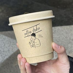 Wholesale Custom Logo 8oz Bubble Tea Hot Drink Coffee Paper <b>Cups</b> Tea Double Wall Paper <b>Cups</b> with Lids - Product Image 2