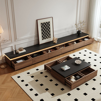 Meuble TV minimaliste de style armoire en couleur noyer pour salon de petite taille