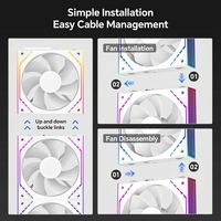 Ventilateurs de refroidissement DC X3 120mm 4 broches PWM ARGB (lot de 3) 1500 tr/min, blanc miroir à chaîne en cascade pour boîtiers d'ordinateur et processeurs