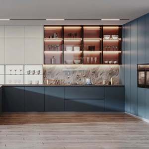 ตู้ครัวไม้ MDF สำหรับเฟอร์นิเจอร์ตู้แลคเกอร์แบบคลาสสิกงานตามสั่ง - Product Image 1