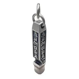 Großhandel 100% 990 Sterling Silber Retro sechs Wort Schrift Pfeife Halskette Anhänger für Männer und Frauen