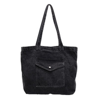 Sac à bandoulière en jean grande capacité pour étudiante, sac d'école en nylon, sac à main à une épaule pour fille