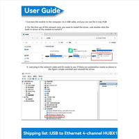 CH339F USB a RJ45 Ethernet Hub Module Extensor USB2.0 de 4 canales con controlador de tarjeta de red Plug and Play