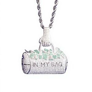 Pendentif Thème « In My Bag » avec Incrustation de Strass en Cristal, Alliage Plaqué Argent 925, Breloque Hiphop, Bijou Unisexe Tendance, Cadeau - Product Image 1