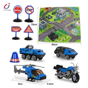 Estera de juego de tráfico educativo Chengji, alfombrillas de juego de coche de policía de aleación con coches de juguete para niños - Product Image 2