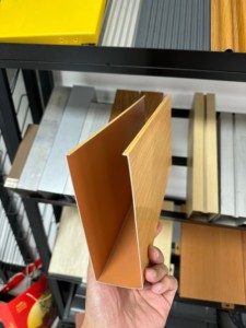 Modern Natural Wood Grain Strip <strong>Metal</strong> Aluminum Ceiling <strong>Grid</strong> with Smoke-Proof Feature for Dining Hall - Product Image 3