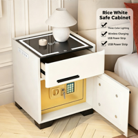 Table de chevet intelligente multifonctionnelle pour chambre d'hôtel avec deux tiroirs, éclairage LED, panneau tactile, coffre-fort et recharge sans fil