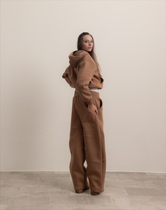 Ensemble de survêtement décontracté personnalisé imprimé, coupe évasée, en molleton 500 g/m² polyester/coton, avec sweat à capuche ample et pantalon de jogging pour femme - Product Image 2