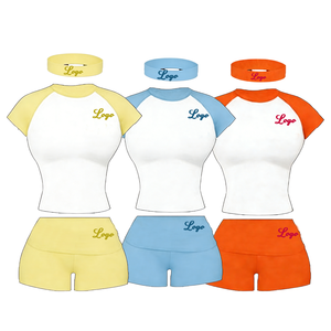 Set 2 Pezzi OEM in Cotone con Logo Personalizzato, T-Shirt a Maniche Corte e Pantaloncini Leopardati, <span class=keywords><strong>Abbigliamento</strong></span> Loungewear <span class=keywords><strong>Donna</strong></span> Primavera Estate 2026 - Product Image 2