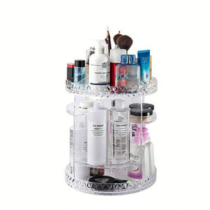 調節可能な多機能クリアアクリルメイクアップ化粧品ジュエリー収納360度回転メイクアップオーガナイザー - Product Image 6