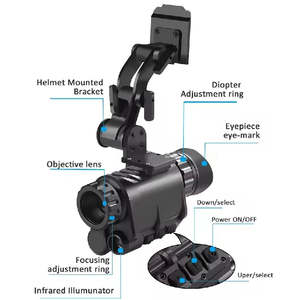 Caméra de vision nocturne montée sur casque, imagerie thermique, grossissement 1x, enregistrement vidéo 30 images par seconde, utilisation pour la sécurité et les patrouilles - Product Image 1
