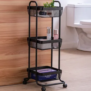 Badezimmer Küche Aufbewahrung skorb Organizer Gemüse regal Rotation Rolling Drawers Rack 3 Tier Metall wagen