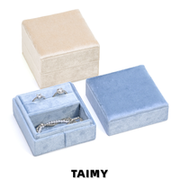 Boîte à bijoux carrée miniature en velours, personnalisable avec logo, étui de rangement portable pour bijoux, boîte cadeau multi-compartiments pour bijoux