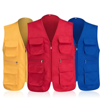 Veste de journaliste en gros Gilet d'activité bénévole de travail sans manches de supermarché Gilet multi-poches OEM personnalisé