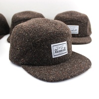 Casquettes en laine à 5 panneaux avec patch tissé personnalisé unisexe, tendance, non structurées, pour la pêche, les sports de plein air, la randonnée, le camping, le cyclisme, les voyages