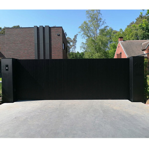 <span class=keywords><strong>Portail</strong></span> de garage automatique en aluminium à lattes verticales noir mat robuste avec télécommande pour usage résidentiel - Product Image 1