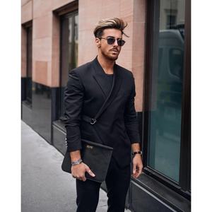 Terno masculino com fivela preta, roupas com cinto tuxedos para baile formatura slim fit <span class=keywords><strong>2</strong></span> peças jaqueta + calça - Product Image 1