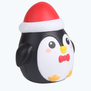 Christmas Penguin Figurine Plastic Molded Doll With Santa Hat Indoor Decor Slow <b>Rebound</b> Toy - Product Image 3