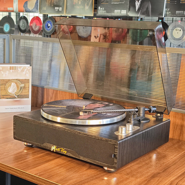 Cross-Border In-Stock Vinyl Record Player for Speaker Wooden Design Decorative Retro Style Brown/Black Colors MzeliKing