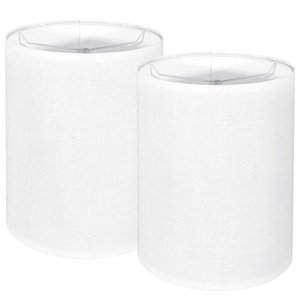 Cylinder Fabric Lamp Shade White Linen Look Easy Install Lamp <b>Accessory</b> for Table Desk <b>Floor</b> Lamps - Product Image 1