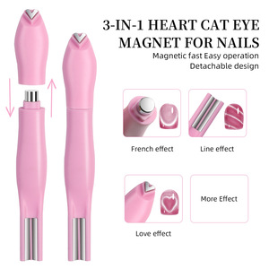Tres en uno 3D amor corazón arte de uñas efecto ojo de gato imán Diy doble línea Luna serpiente patrón francés lápiz Megnetic Nails - Product Image 5