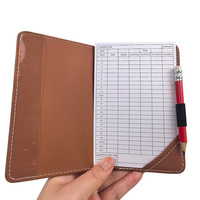 Porte-cartes de score de golf personnalisé en cuir, nouveau design 2026, avec logo estampé et marqueur de balle de golf en émail