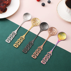 Cuchara Creativa Retro de Acero Inoxidable 304, Hueca, para Postre, Helado, Café, Sopa, Estilo Europeo - Product Image 2