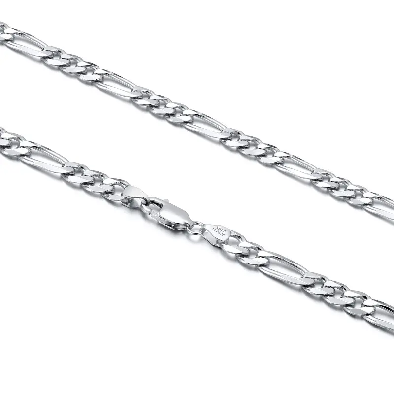 Chiusura in argento Sterling 925 3.3MM/5MM catena Figaro per uomo donna collana a catena in argento con taglio a diamante 16 18 20 22 24 pollici