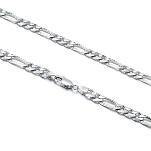 925 Sterling Silver Clasp 3.3MM/5MM Figaro Chain For Men Women Diamond Cut Silver Chain Necklace 16 18 20 22 24 Inches