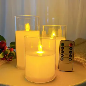 Beeman tubo di vetro trasparente luce di sfarfallio telecomando senza fiamma Led candela con fiamma danzante in movimento