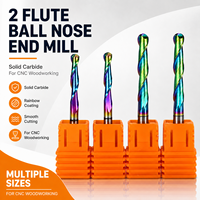 Fraise à queue sphérique à 2 dents en carbure revêtu DLC 15 °   Fraiseuse CNC Helix HRC55, outil sur mesure OEM ODM