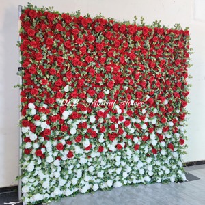ดอกไม้ประดิษฐ์สำหรับตกแต่งผนังฉากหลังดอกกุหลาบสีขาวและแดง - Product Image 4