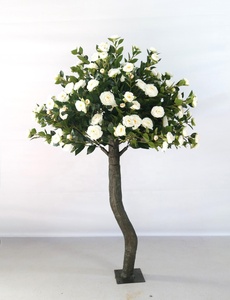 Albero di ciliegio artificiale personalizzato per esterni, grande, 8 piedi, con fiori di ciliegio finto in plastica, colore bordeaux, con telo protettivo da 30 pollici, colore lilla blu. - Product Image 5
