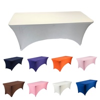 Nappe Rectangulaire en Spandex Extensible 6 pi 8 pi à Motif Rond, Tissu Polyester pour Mariages, Banquets, Fêtes, Hôtels et Restaurants